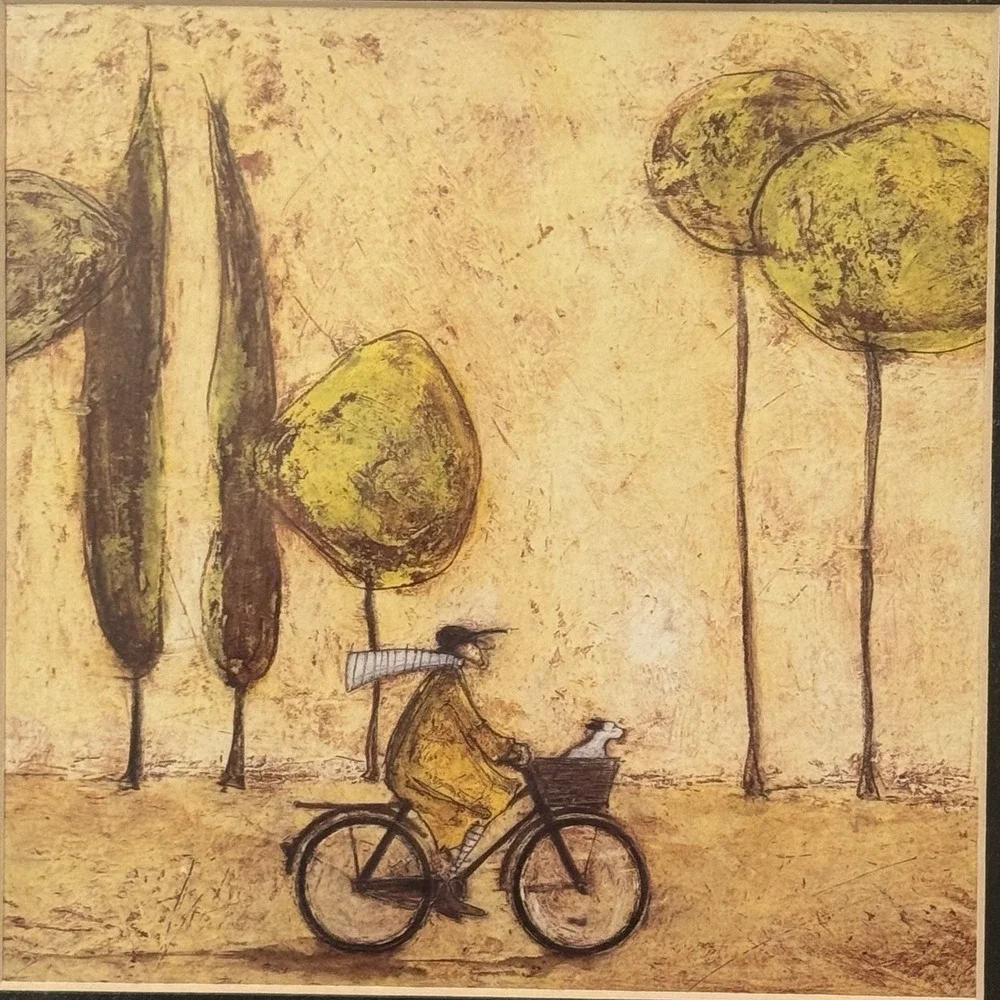Sam Toft Style Framed Wall Art 4 Panel Bicycle Cafe Dog Z Gallerie 32x13